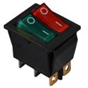 Переключатель KCD2-2101N GR+R/B двойной с подсветкой (зеленый+красный) АСКО