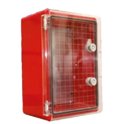 Шкаф ударопрочный красный ABS 300x400x220, МП, с прозрачными дверцами, IP65