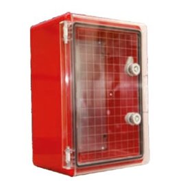 Шкаф ударопрочный красный ABS 250x350x150, МП, с прозрачными дверцами, IP65
