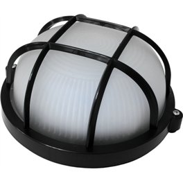 Светильник круг черный опаловый плафон с решеткой пластик ПС-1052-11-1/1 E27