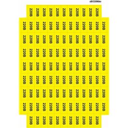 Знак "220 В" желтый 45х22  (на листе 113 шт)