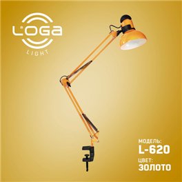 Настольная лампа со СТУБЦИНОЙ L-620 "Золото" (ТМ LOGA  Light), 60 Вт. Е-27