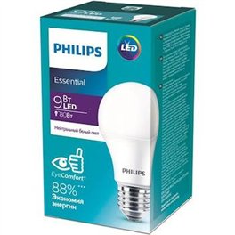 Лампа светодиодная Philips 9W E27 6500К LEDBulb A60