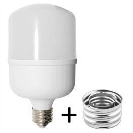 Лампа светодиодная мощная двухцокольная 100W E27/E40 6500K ECOSTRUM патрон-переходник Е27-Е40 в комплекте