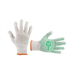 Перчатка трикотажная полиэстер с ПВХ точкой белый с платировкою зеленая точка INTERTOOL SP-0126