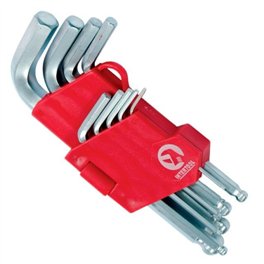 Набор Г-образных шестигранных ключей с шарообразным наконечником 9 ед. 1 5-10 мм Cr-V 55 HRC Small INTERTOOL HT-0605
