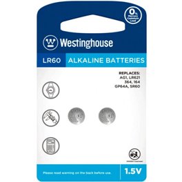 Батарейка в часы LR60 AG1 Westinghouse Alkaline (2шт./уп.)